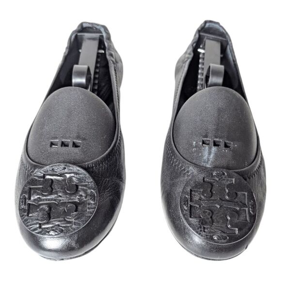 TORY BURCH Minnie Black Leather Ballet Flats Size 7M - Picture 4 of 11